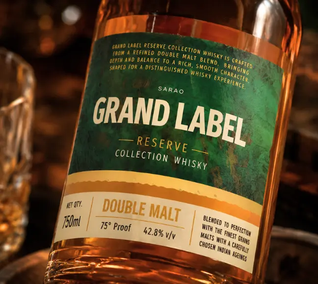 Grand Label Reserve Collection whisky bottle by Sarao Distillery
